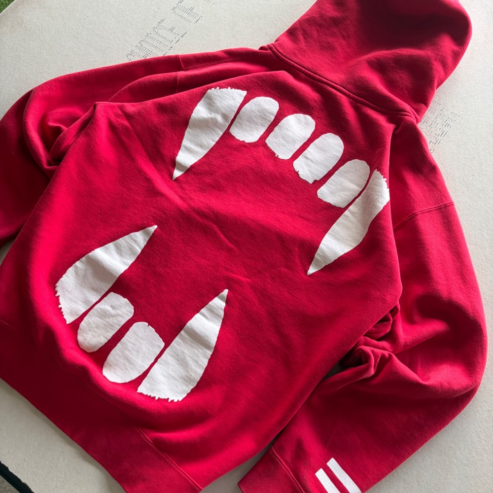 Y2K Red Vampire Teeth Graphic Ken Carson style zip up
